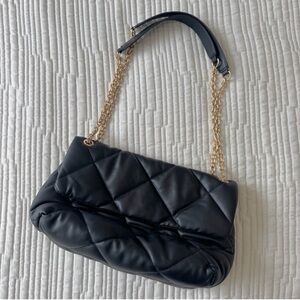 H&M Black Puffy Leather Gold Chain Purse